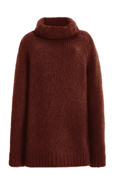 Moncler Alpaca-blend Turtleneck Top In Brown