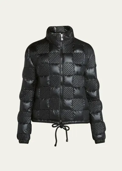 Moncler Ancy Lightweight Quilted Checkerboard Jacket In Black