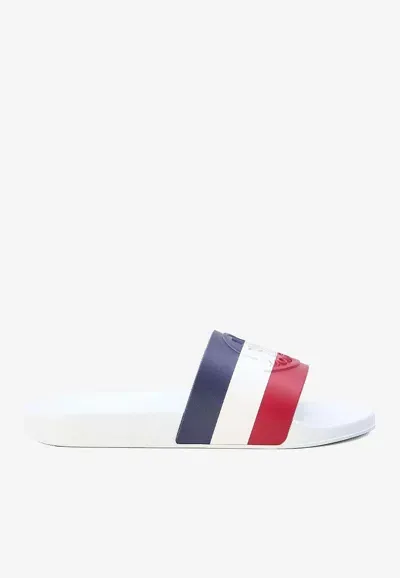 Moncler Basile Logo Embossed Slides In White