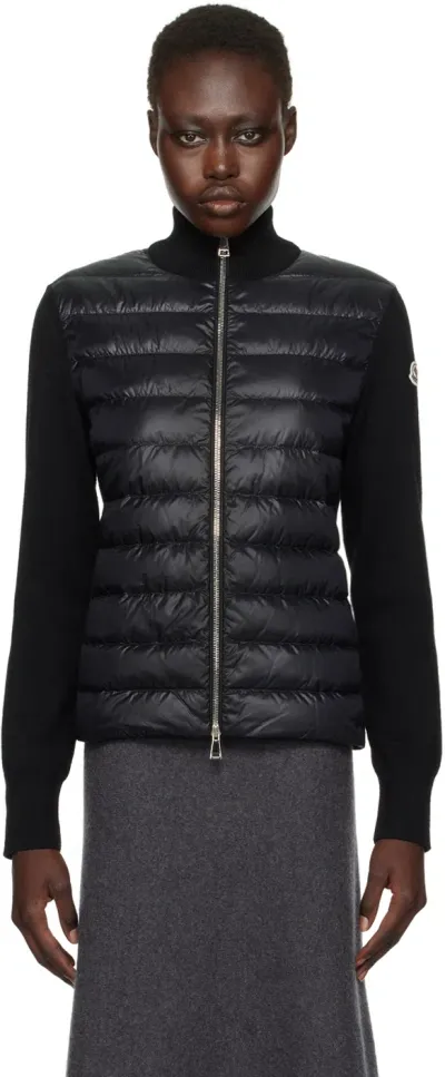 Moncler Black Padded Wool Down Jacket In 999 Black