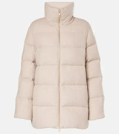 Moncler Bonaguil Wool And Cashmere Down Jacket In Beige