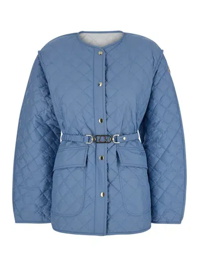 Moncler Corinto Short Down Jacket In Blue