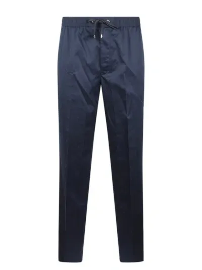 Moncler Drawstring Crepe Jogging Trousers In Blue