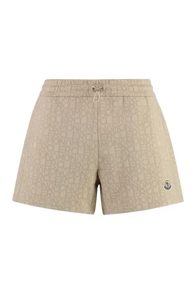 Moncler Cotton Shorts In Beige