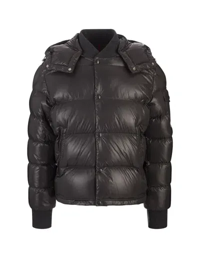 Moncler Dark Grey Maljasset Short Down Jacket In Blue