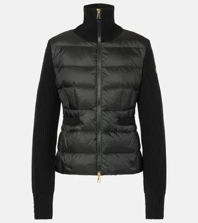 Moncler Down-paneled Wool Jacket In Black