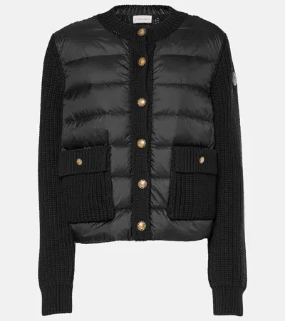 Moncler Down-paneled Wool Jacket In Black