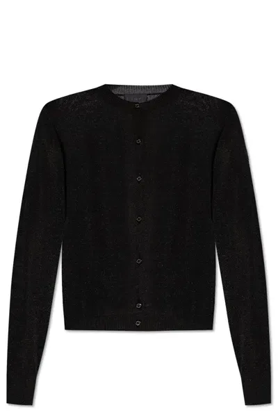 Moncler Glossy Button Up Cardigan In Black