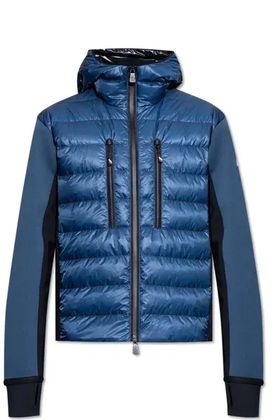 Moncler Grenoble Hooded Knit Cardigan In Blue