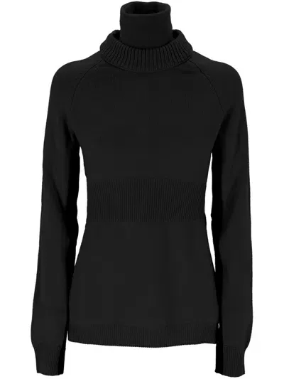 Moncler Grenoble Layered High Neck Knitted Jumper In Black