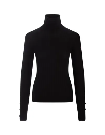 Moncler High Neck Long Sleeved Jumper In Black