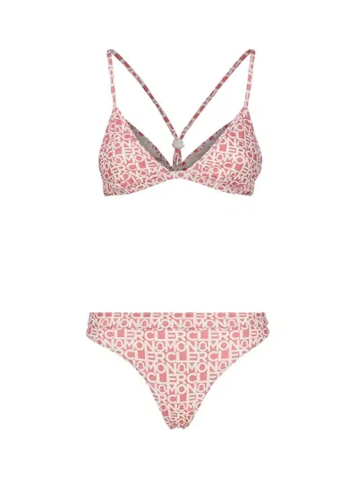 Moncler Logo-print Bikini In Pink