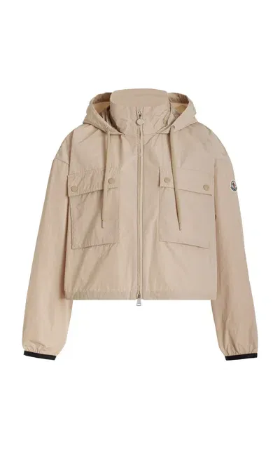 Moncler Leda Cropped Tech-poplin Parka Jacket In Neutral