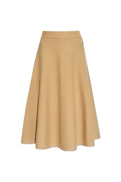 Moncler Lightweight Pleated Midi Skirt In Beige