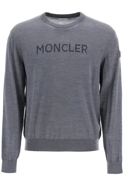 Moncler Lightweight Wool Pullover Sweater In Gray