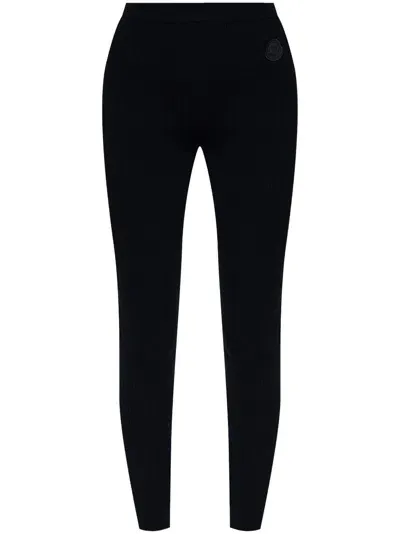 Moncler Logo-appliqué Leggings In Black