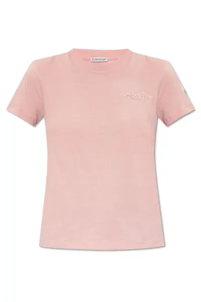 Moncler Logo Embellished T In Pink