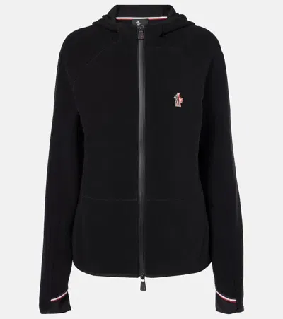 Moncler Logo Fleece Hoodie In Black