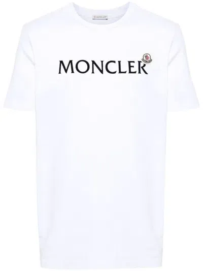 Moncler Flocked-logo Cotton T-shirt In White