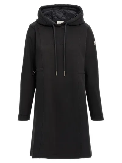 Moncler Logo Hooded Dress In Black