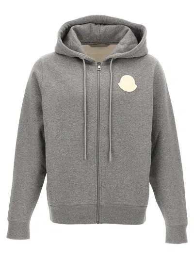 Moncler Logo Hoodie In Gray