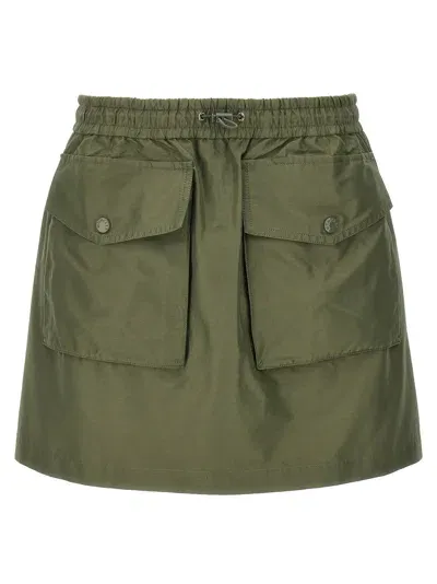 Moncler Logo Nylon Blend Skirt In Green