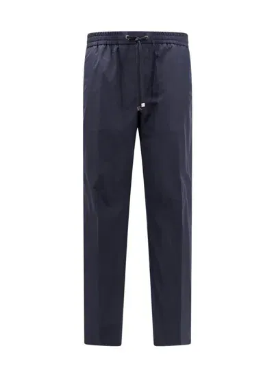 Moncler Logo Patch Drawstring Trousers In Blue