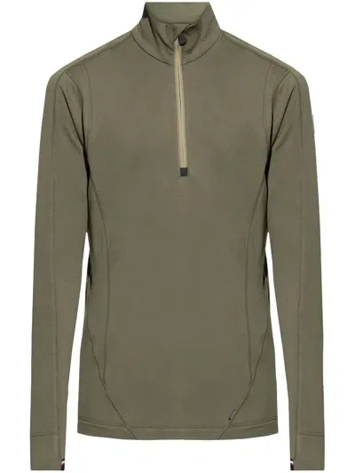 Moncler Logo-patch Half-zip Sweatshirt In Green