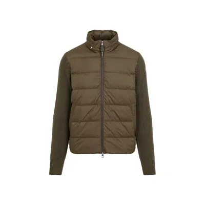 Moncler Logo Patch Padded Cardigan In Green