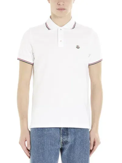 Moncler Logo Patch Polo Shirt In White