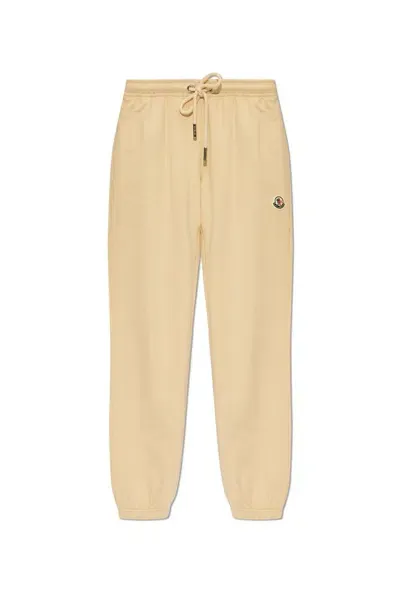 Moncler Logo Patch Track Pants In Beige