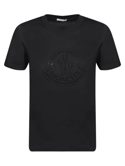 Moncler Logo Cotton T-shirt In Black