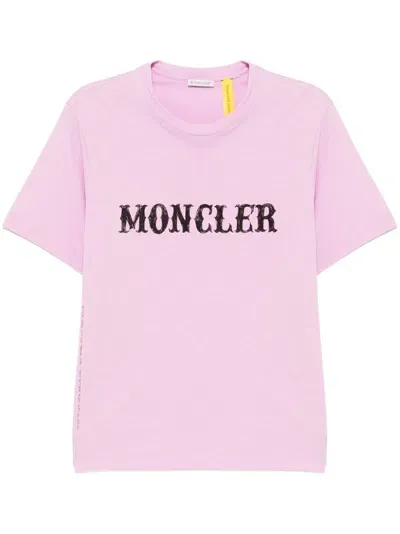 Moncler Logo-print T-shirt In Purple