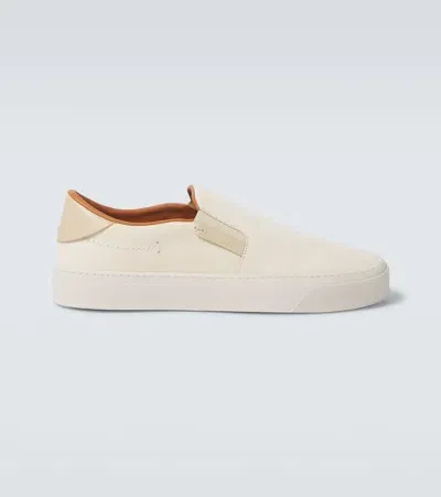 Moncler Monclub Leather Slip-on Shoes In White