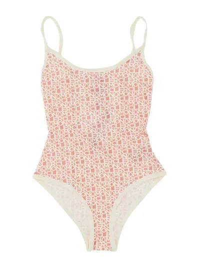 Moncler One Piece Swimsuit With Logo In Pink