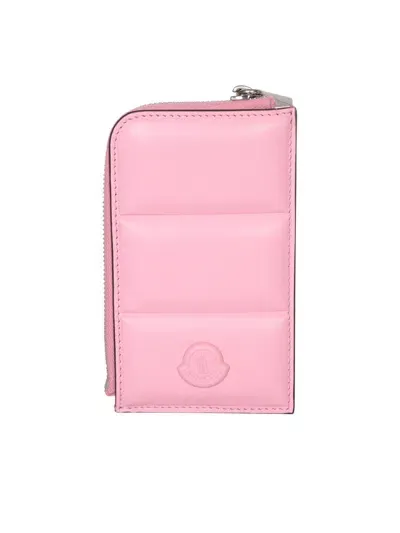 Moncler Padded Zip Around Wallet In Pink