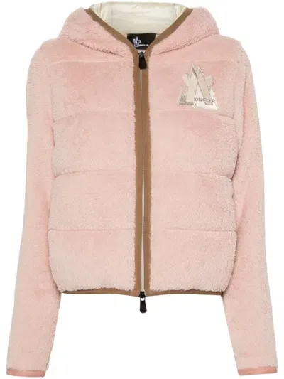 Moncler Padded Zip-up Hoodie In Pink