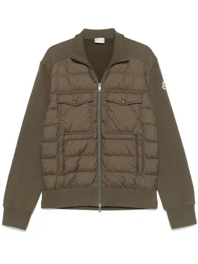 Moncler Padded Zip-up Sweatshirt In Green