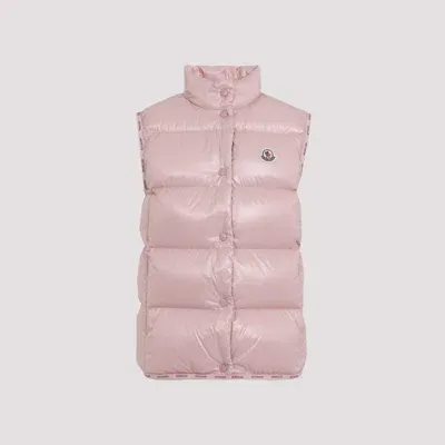 Moncler Liane Logo Patch Down Gilet In Pink