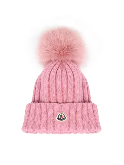 Moncler Pom Pom Embellished Beanie In Pink