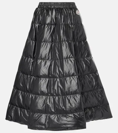 Moncler Quilted Down Midi Skirt In Black