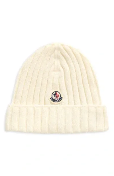 Moncler Rib Wool Beanie In White