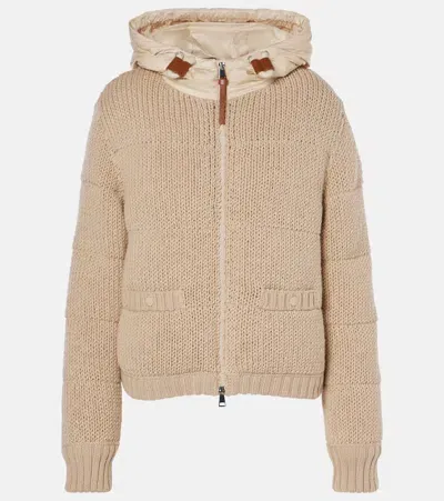 Moncler Ribbed-knit Wool Puffer Jacket In Cream