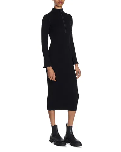 Moncler Ribbed Sweater Dress In Black