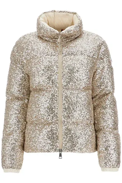 Moncler Short Anternes Down Jacket In Gold