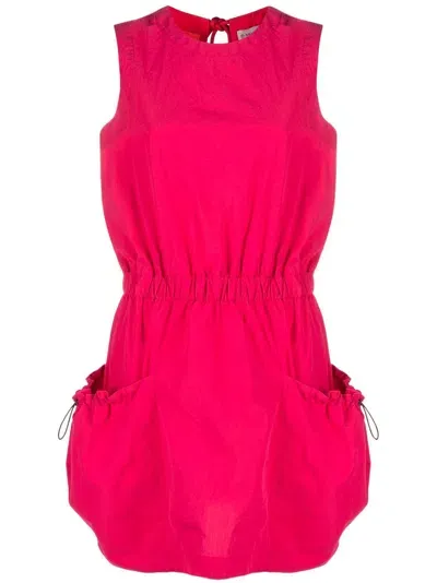 Moncler Sleeveless Cotton Mini Dress In Pink