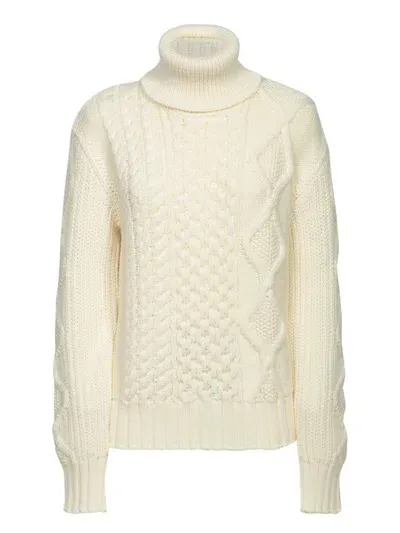 Moncler Embellished Wool Cable-knit Sweater In White