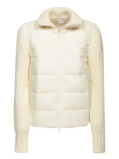 Moncler White Wool Padded Cardigan