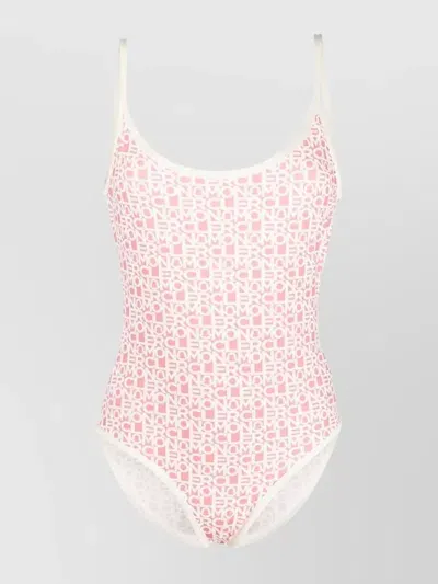 Moncler Swimsuit With Round Neck And Scoop Back In Pink