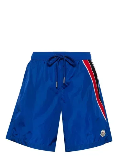 Moncler Logo-patch Swim Shorts In Blue